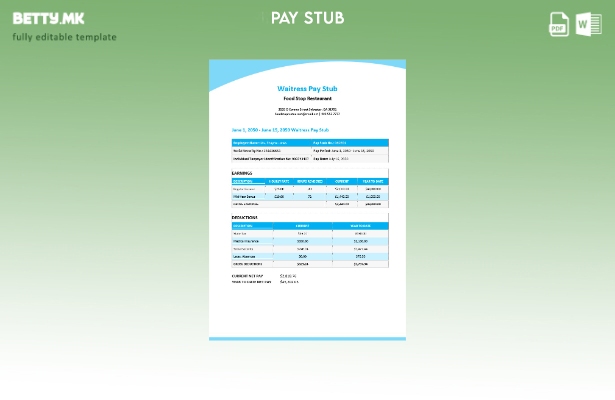 Шаблон за плата за келнерка во модерен стил